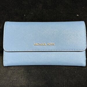 Michael Kors Blue Leather Flap Wallet